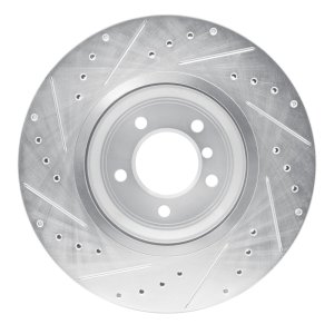 BMW 335XI Brake Rotor (1) - Front Right - R1 Concepts - Drilled & Slotted - Silver - `07-`15